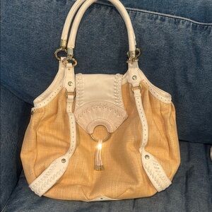 Cole Haan Elegant Leather &   Tan Hobo Handbag Purse